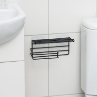 Полка на липучке Доляна, с держателем для полотенец, 19,5&times;9,5&times;8 см, цвет черный