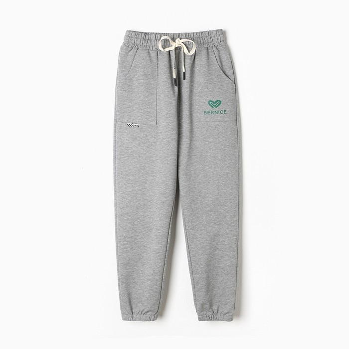 Брюки спортивные для девочек, цвет серый, рост 158 см