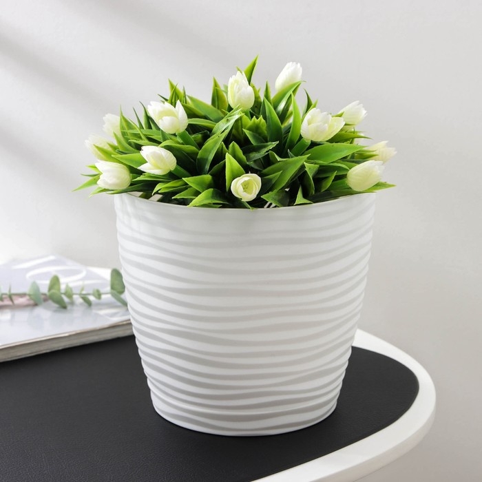 Горшок с поддоном &laquo;Дюна&raquo;, 3 л, цвет белый