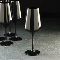 Набор бокалов для вина Bohemia Crystal &laquo;Сандра&raquo;, 450 мл, 6 шт, цвет чёрный