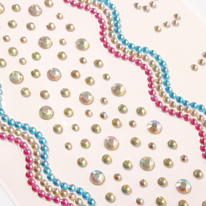 Наклейка пластик стразы "Река" золотая 22,5х11,5 см