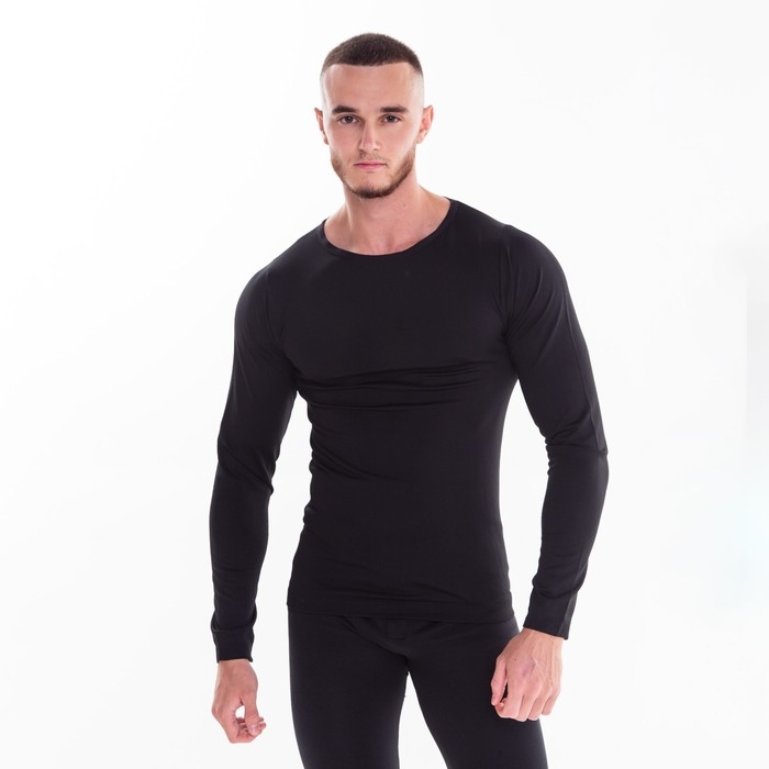Термобельё мужское НАЧЁС (лонгслив, кальсоны), цвет чёрный, размер 46-48