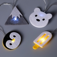 Гирлянда &laquo;Нить&raquo; 1.35 м с насадками &laquo;Эскимо&raquo;, IP20, прозрачная нить, 10 LED, батарейки AAх2 (нет в комплекте), свечение белое