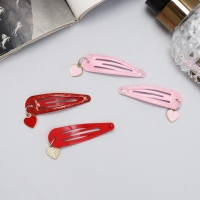 Невидимка для волос "Офелия" (набор 4 шт) сердечки, 4,5 см, красный розовый Невидимка для волос "Офелия" (набор 4 шт) сердечки, 4,5 см, красный розовый