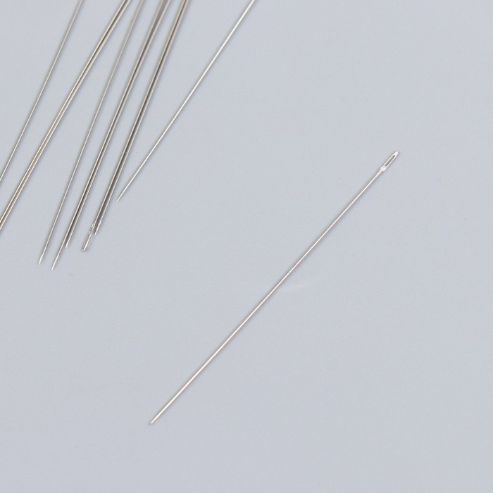 Иглы металл для бисера в стеклянной колбе тонкие набор 10 шт &Oslash; 0,45х55 мм 1,2х1,2х7 см
