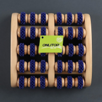 Массажёр для ног &laquo;Ножное счастье&raquo;, 22 &times; 20 &times; 5,5 см, 5 рядов с шипами, деревянный, цвет синий/бежевый