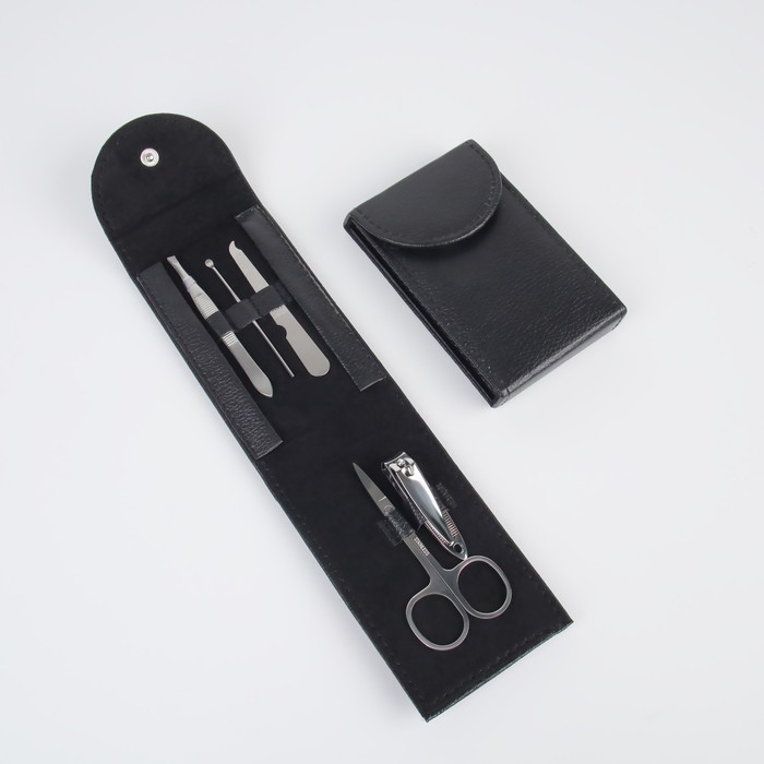 Набор маникюрный, 5 предметов, в чехле, цвет чёрный Набор маникюрный, 5 предметов, в чехле, цвет чёрный