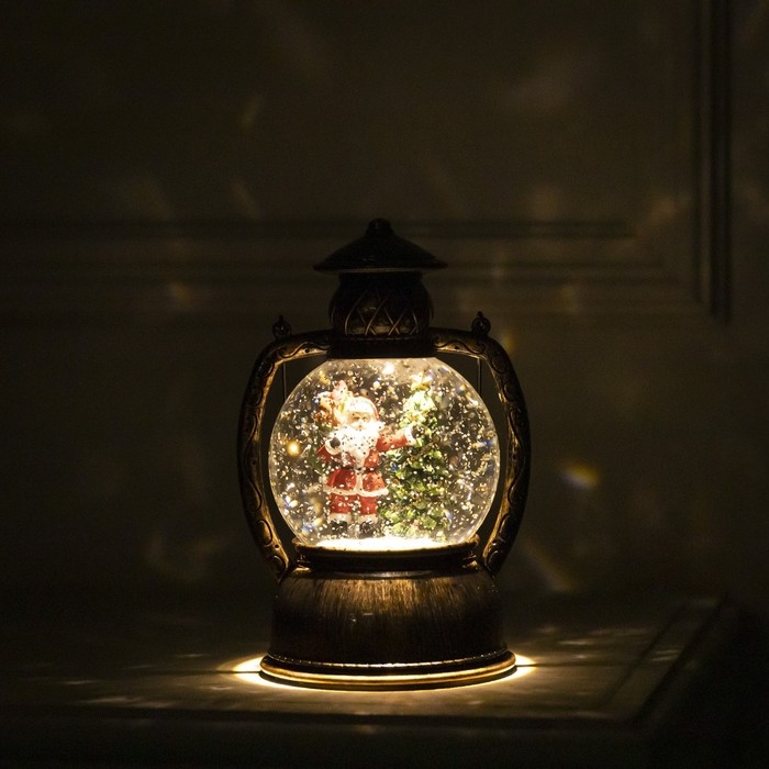 Светодиодная фигура &laquo;Фонарь с Дедом Морозом&raquo; 13 &times; 19 &times; 11 см, пластик, батарейки ААх3 (не в комплекте), USB, свечение тёплое белое