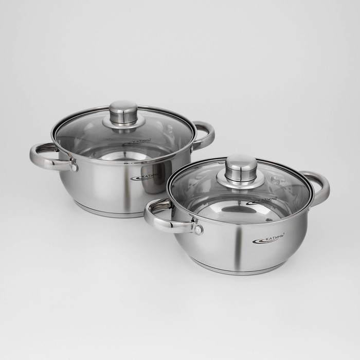 Набор кастрюль &laquo;Гретта&raquo;, 2 предмета: 2,2 л; 3,2 л, капсульное дно, индукция