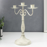 Подсвечник металл на 3 свечи "Прованс" белый состаренный 31х13х30 см Подсвечник металл на 3 свечи "Прованс" белый состаренный 31х13х30 см