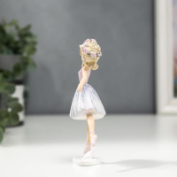 Сувенир полистоун "Балерина с кудрями, в розово-сиреневом платье" 13х3,5х6,5 см