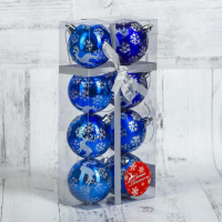 Набор шаров пластик d-6 см, 8 шт "Северный олень" синий