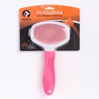 Пуходерка Пижон Premium с силиконовой ручкой, с каплями, 9,8 х 18,5 см, розовая