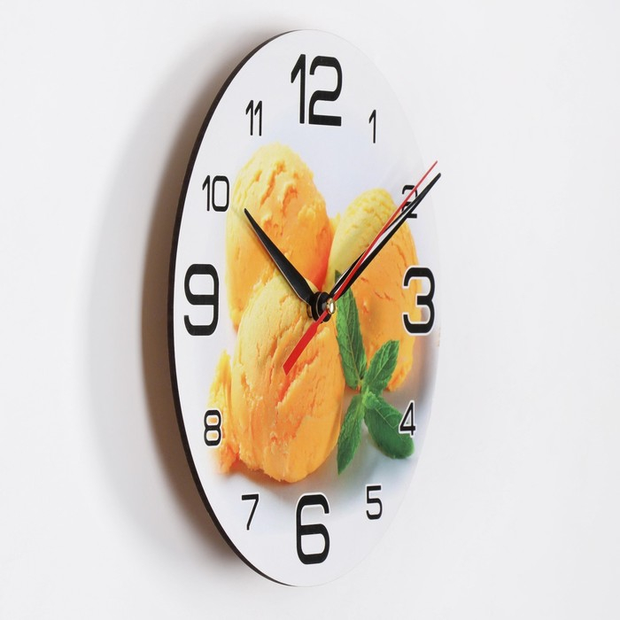 Часы настенные кухонные "Мороженое с мятой", бесшумные, d-24 см