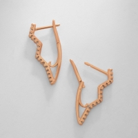 Серьги со стразами XUPING молния, цвет белый в розовом золоте