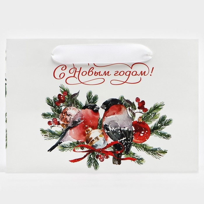 Пакет подарочный новогодний с широким дном &laquo;С Новым годом&raquo;, 20&times;14&times;13 см