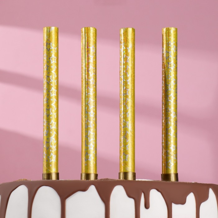 Свечи фонтаны для торта "Золотые искры", 17,5 см, 60 секунд, 4 шт