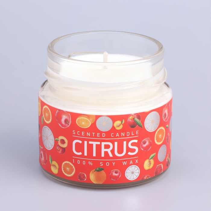 Свеча ароматическая в банке "Апельсин и гранат", совый воск, 80 г