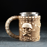 Кружка из нержавеющей стали &laquo;Череп. Хэллоуин&raquo;, 400 мл, цвет бежевый