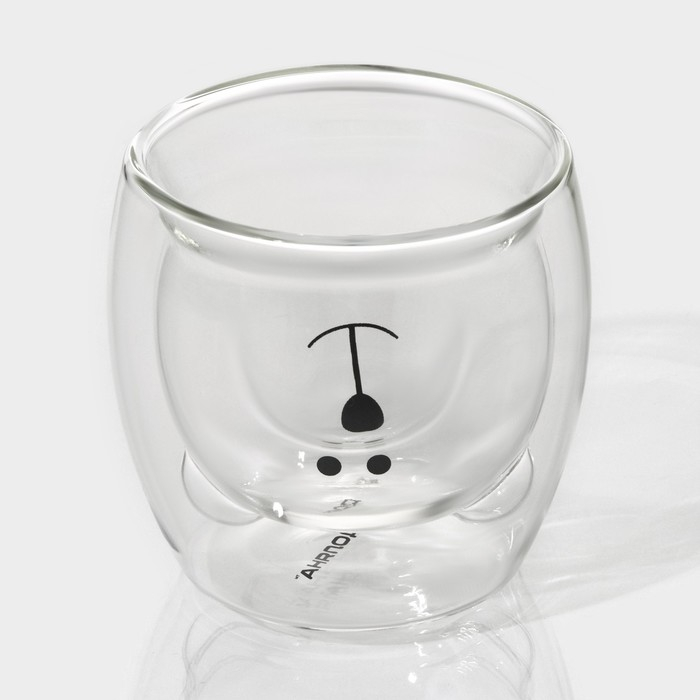 Стакан стеклянный на деревянной подставке Доляна &laquo;Вверх дном&raquo;, 250 мл, 9&times;9 см