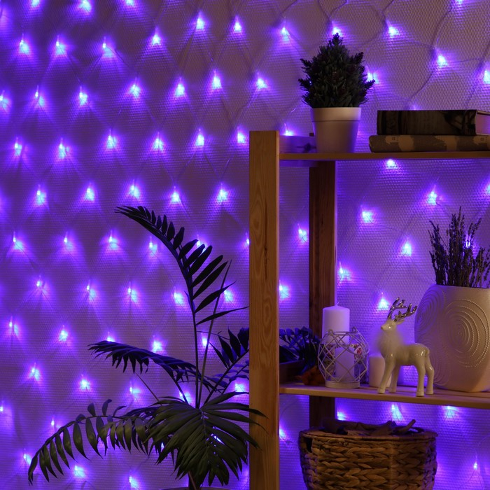Гирлянда &laquo;Сеть&raquo; 1.6 &times; 1.6 м, IP20, прозрачная нить, 144 LED, свечение синее, 8 режимов, 220 В