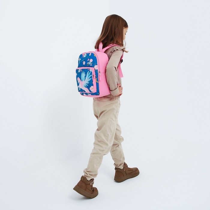 Рюкзак детский с карманом для девочки &laquo;Единорог в цветах&raquo;, 30 х 22 х 10 см
