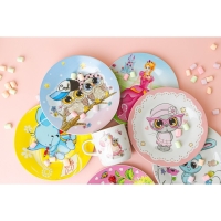 Набор детской посуды из керамики Доляна &laquo;Волшебница&raquo;, 3 предмета: кружка 230 мл, миска 400 мл, тарелка d=18 см, цвет белый