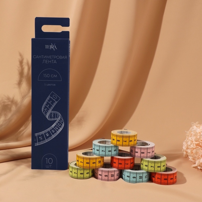 Сантиметровая лента, 150 см &times; 1,9 см, (см/см), цвет разноцветный