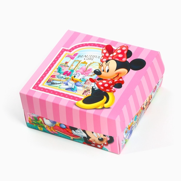 Коробка подарочная складная с 3Д Beautifil girl, Минни Маус, 15 х 15 х 7 см