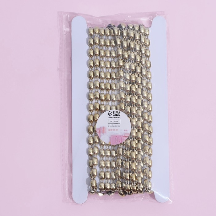 Тесьма металлизированная &laquo;Прямоугольник&raquo;, 8 &times; 5 мм, 4,5 &plusmn; 0,5 м, цвет золотой