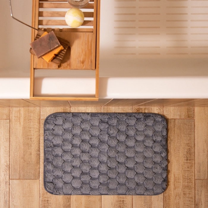 Коврик для ванной Этель &laquo;Ромбы&raquo;, цв. светло-серый, 40х60 см