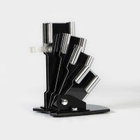 Набор кухонный «Изгиб», 5 предметов: ножи 7,5 см, 10 см, 13 см, 15 см, овощечистка, на подставке, цвет фиолетовый Набор кухонный «Изгиб», 5 предметов: ножи 7,5 см, 10 см, 13 см, 15 см, овощечистка, на подставке, цвет фиолетовый