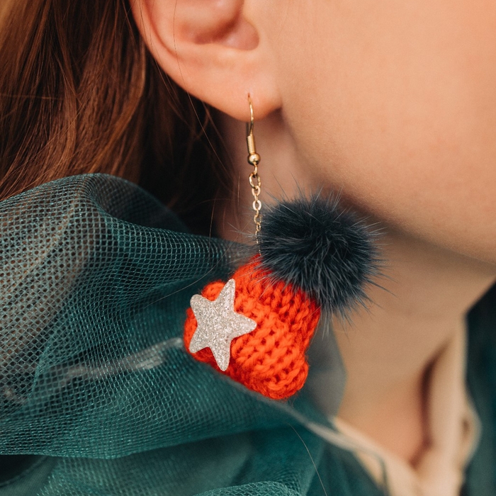 Новый год! Серьги &laquo;Шапочки&raquo; мягкие, цвет красно-зелёный