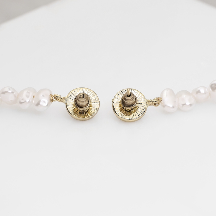 Серьги с жемчугом &laquo;Бусина&raquo; вершина, цвет золото