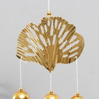 Музыка ветра металл, пластик "Золотые листья и бабочки" 3 колокольчика 40,5х10х2,8 см