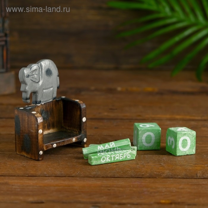 Деревянный календарь "Слоник" 7х4х10 см, МИКС (2языка)