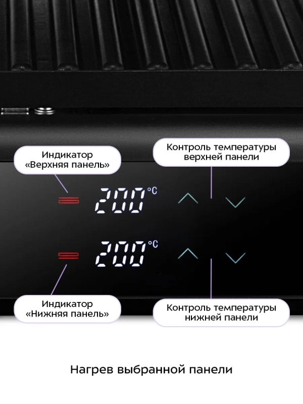 Электрогриль двусторонний КТ-4618 - 2000 Вт
