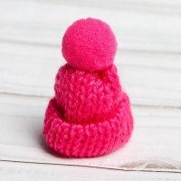 Шапка для игрушек вязаная с помпоном, набор 5 шт., цвет розовый Шапка для игрушек вязаная с помпоном, набор 5 шт., цвет розовый