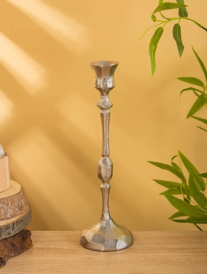 Подсвечник "Грани" алюминий 30 см, цв. серебро