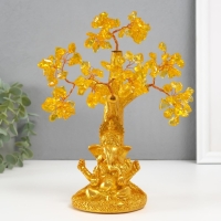 Сувенир бонсай "Ганеша у денежного дерева" жёлтый 120 камней 9х9х23,5 см Сувенир бонсай "Ганеша у денежного дерева" жёлтый 120 камней 9х9х23,5 см