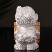 Кашпо "Медведь с горшочком" 9х10х6 см,перламутр