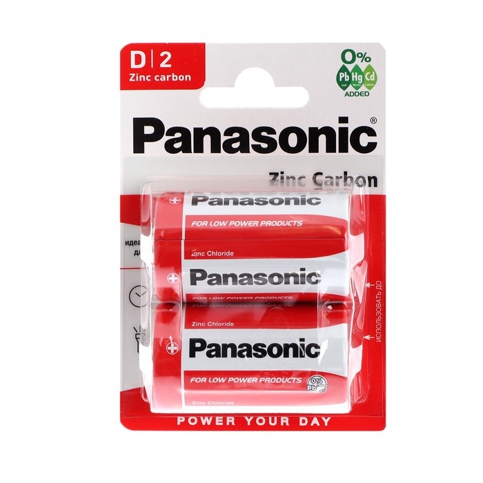 Батарейка солевая Panasonic Zinc Carbon, D, R20-2BL, 1.5В, блистер, 2 шт. Батарейка солевая Panasonic Zinc Carbon, D, R20-2BL, 1.5В, блистер, 2 шт.