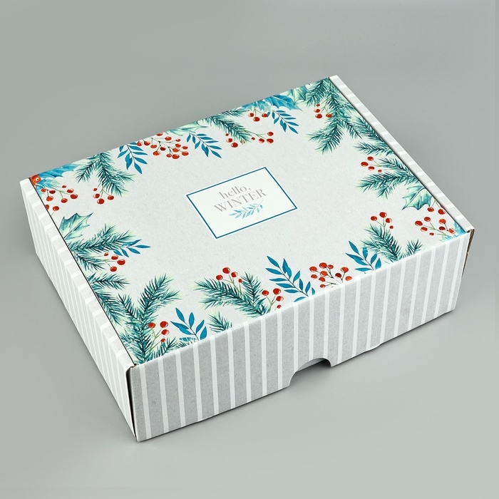 Коробка подарочная новогодняя складная &laquo;Hello, winter&raquo;, 30.7 х 22 х 9.5 см, Новый год