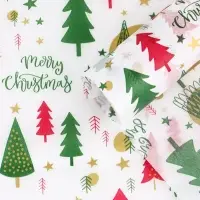 Бумага упаковочная тишью "Зимний лес", белая, 50 х 66 см