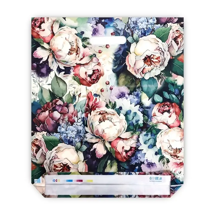 Пакет &laquo;Кремовые цветы&raquo;, полиэтиленовый с вырубной ручкой, 38&times;45 см, 60 мкм