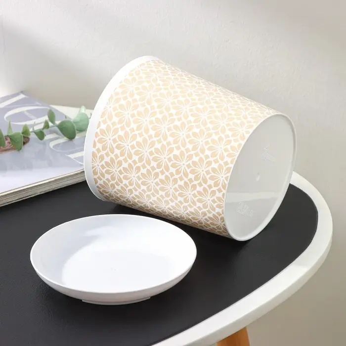 Горшок для цветов с поддоном Доляна &laquo;Кракле&raquo;, 1,6 л, d=14 см, h=15,5 см, пластиковый, цвет белый