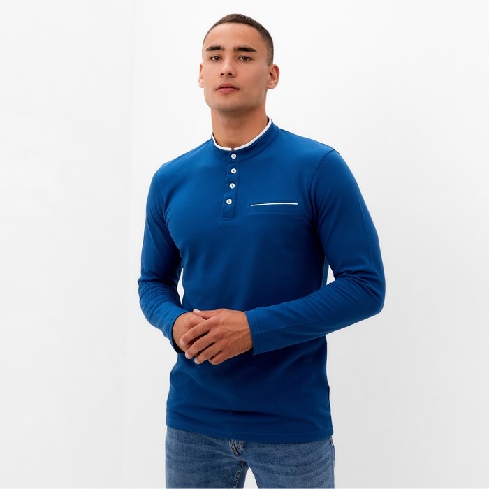 Футболка с дл. рукавом мужская MINAKU цвет синий, р-р 44 Футболка с дл. рукавом мужская MINAKU цвет синий, р-р 44