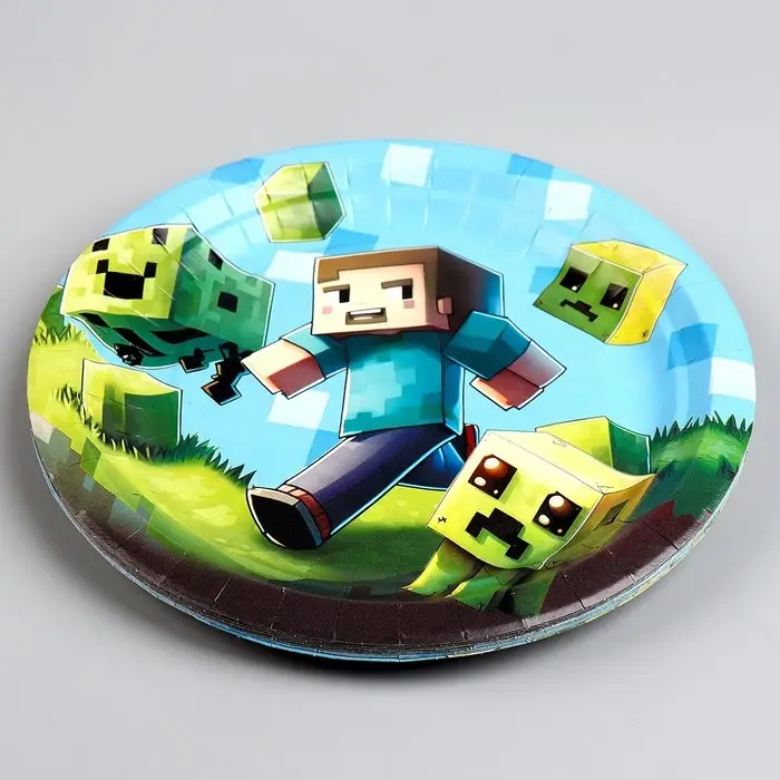 Тарелка одноразовая бумажная &laquo;Пиксели&raquo;, 18 см