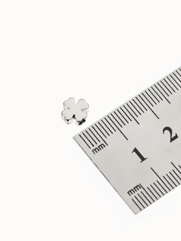 Бусина-разделитель родир. &laquo;Клевер&raquo;, 7&times;7мм, d(вн.)=2мм, (набор 10 штук), медь, цвет серебро