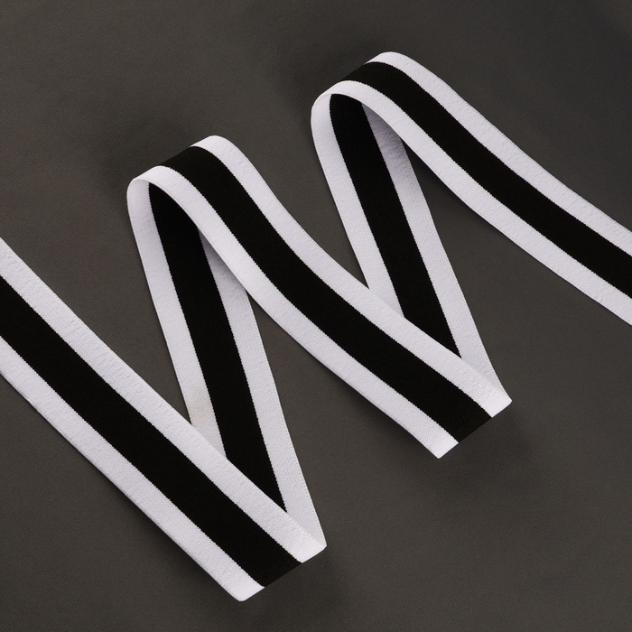 Резинка тканая, мягкая, 40 мм, 4,5 &plusmn; 1 м, цвет чёрный/белый